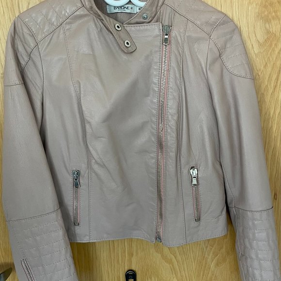 Pink Leather Bomber Jacket - Picture 1 of 2